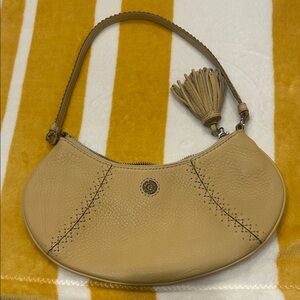 Cole Haan Beige Leather Shoulder Bag with Tassel